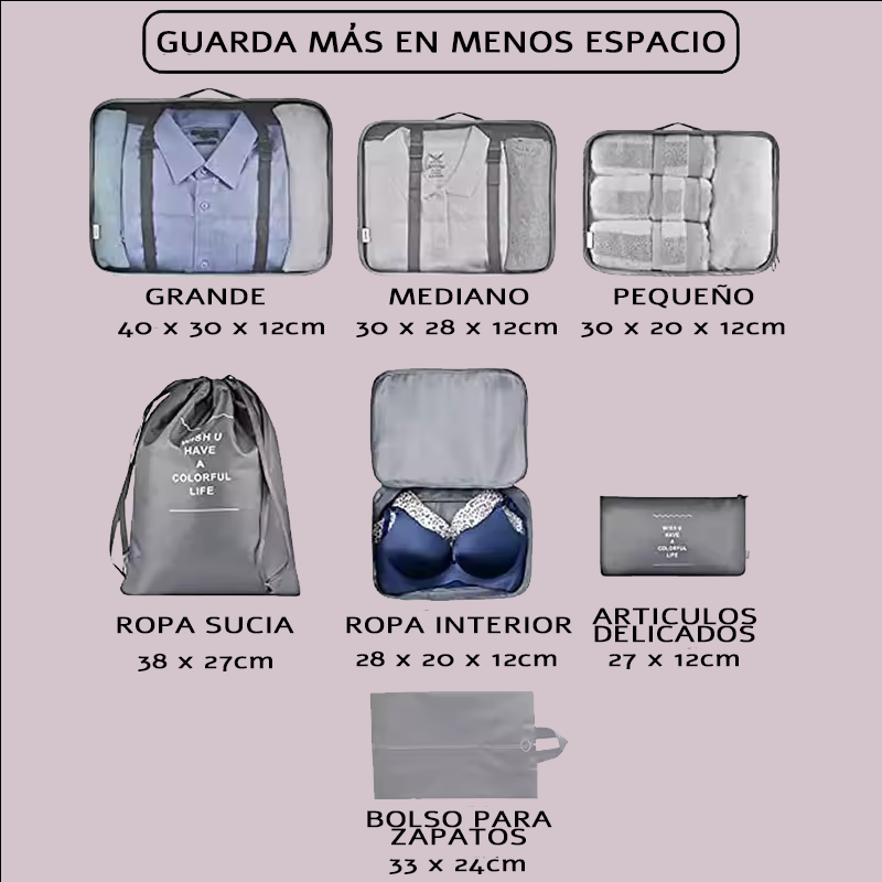 Travel Guard® Organizadores de Maleta 8 Piezas